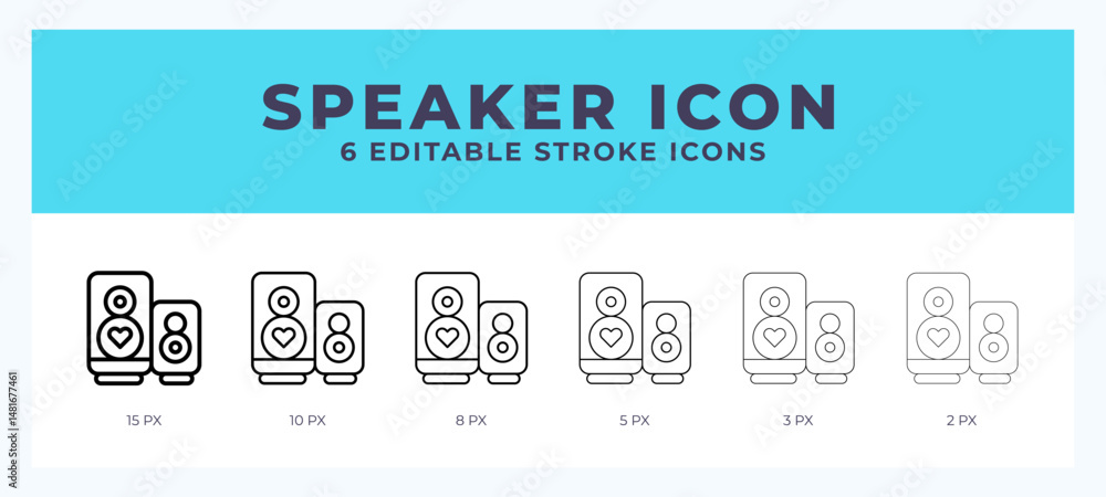 Aufkleber speaker icon set with different stroke. vector illustration with editable stroke.
