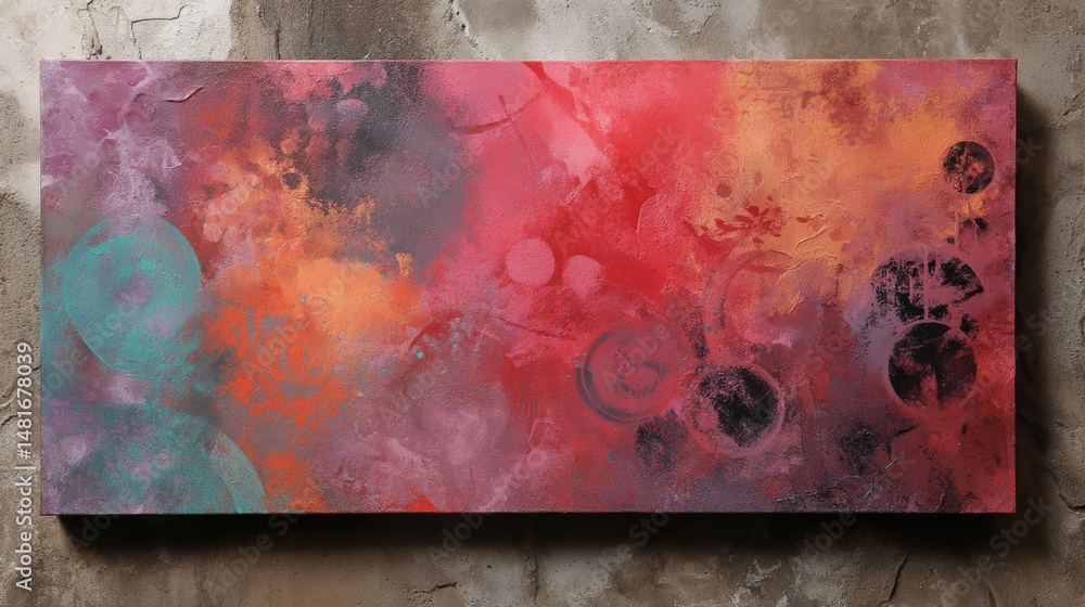 Aufkleber a radiant sunrise fills the canvas with bold hues and spiritual motifs, creating an abstract portray