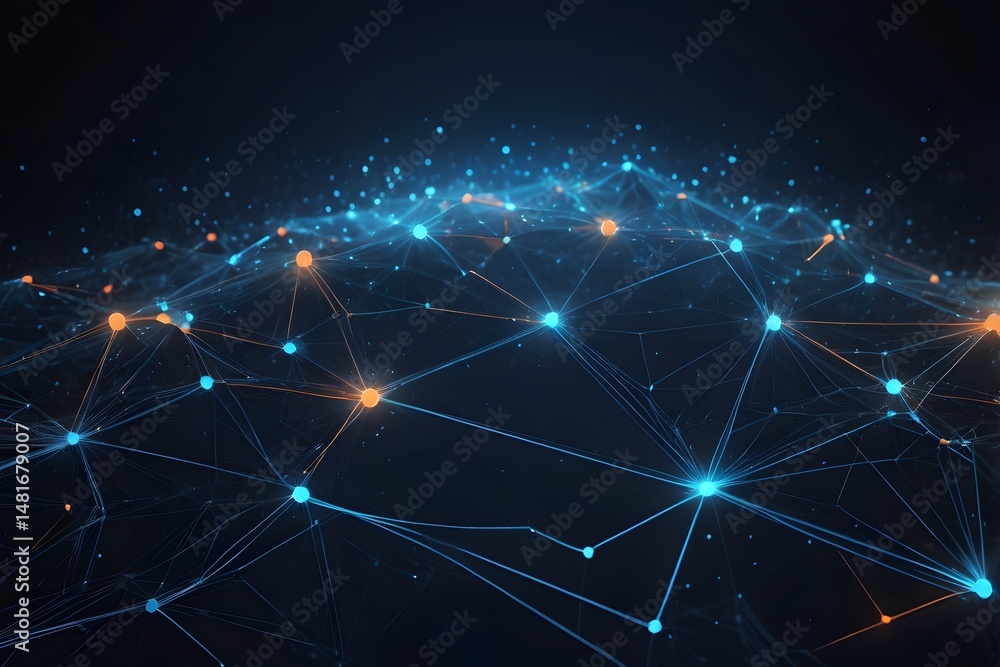 Poster futuristic digital network connections in abstract 3d mesh