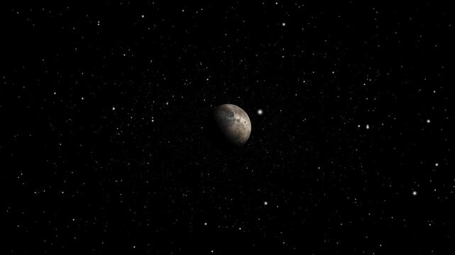 view of ceres in the void of space, solar system planet