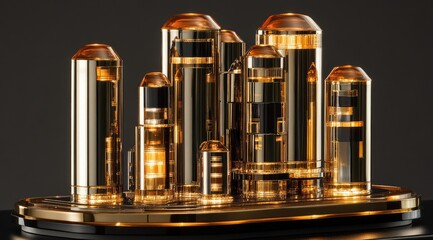 Golden city skyline sculpture