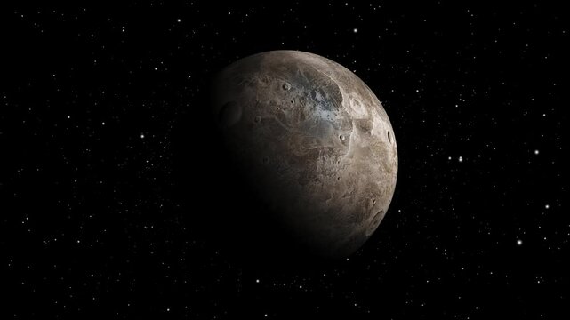 view of ceres in the void of space, solar system planet