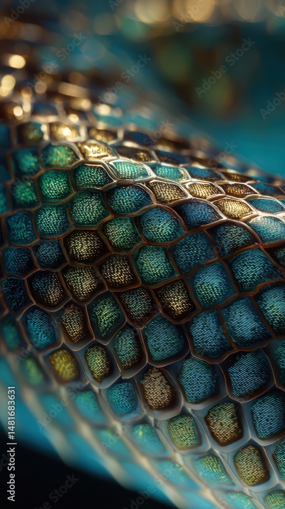 Aufkleber close-up view of colorful snake scales under natural light showcasing vibrant patterns and textures 