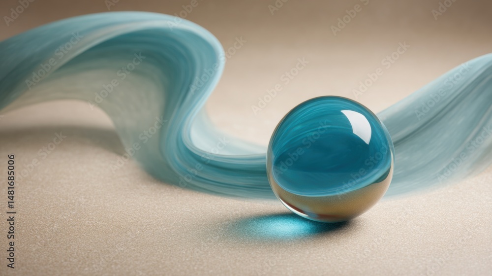Poster elegant blue and white marble object symbolizing fibonacci backed pricing node concept in wave based