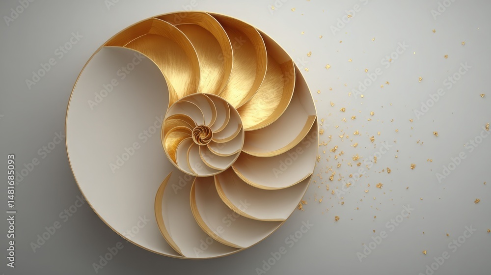 Poster intricate spiral shaped object representing fibonacci based reward model concept with an emphasis on