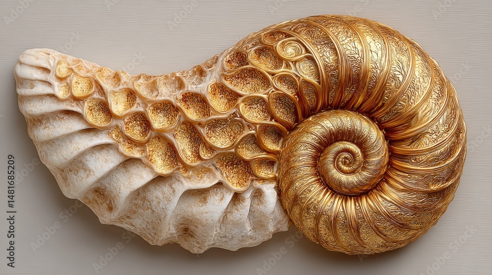 Poster luxurious gold object representing the fibonacci based reward model concept with emphasis on wealth 