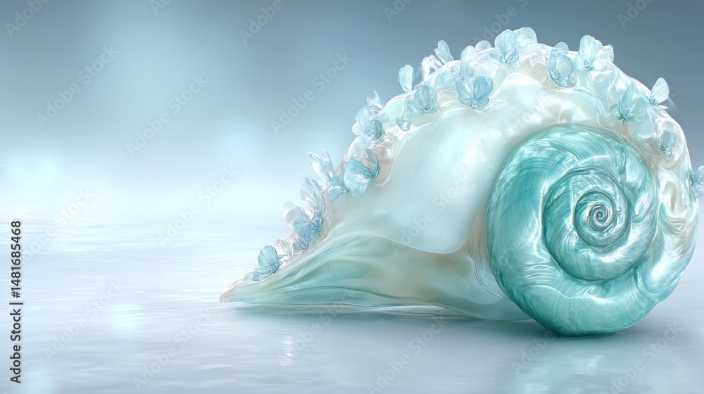 Poster tranquil sea representing fibonacci-informed asset pulse icon concept for timing-aware economic stra