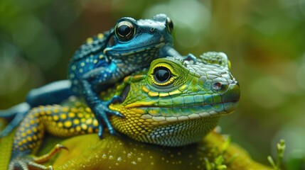 Obraz premium Two colorful amphibians