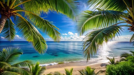 Fototapeta premium tropical beach with palm trees