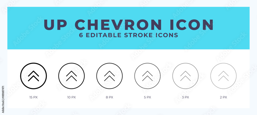 Poster up chevron vector icon for web and app. editable stroke vector illustration