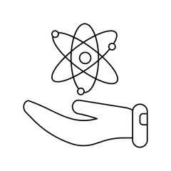 atom lineal icon with white background vector stock illustration