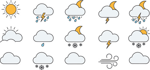 Minimalist Weather Symbols Vector