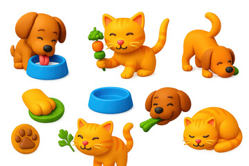 Obraz premium Pets and animals 3d icons set – creative, playful, dog and cat graphics