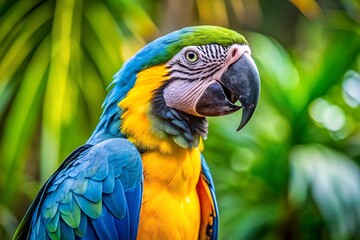 Fototapeta premium Vibrant Macaw in Lush Tropical Setting.