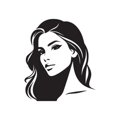 vector silhouette of a beautiful woman like an angel, simple black and white that can be edited