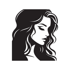 vector silhouette of a beautiful woman like an angel, simple black and white that can be edited
