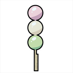 Dango Japanese Cuisine Colored Flat Illustration