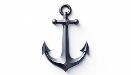 A single, metallic anchor vector illustration, isolated on white , grey, graphic design element