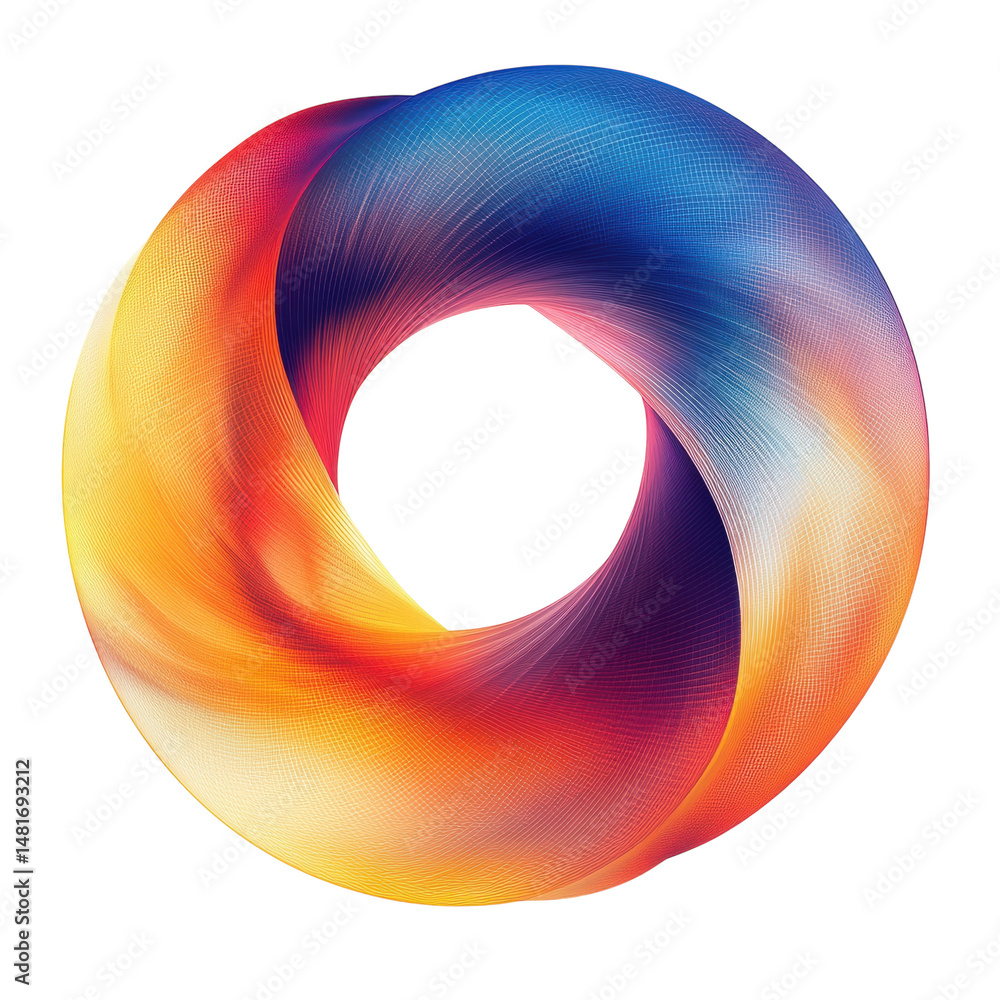 Poster an infinite loop of vibrant color intertwining and spiraling an endless on transparent background