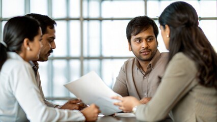 Indian Mortgage Consultant Finalizing Loan Deal with Diverse Clients