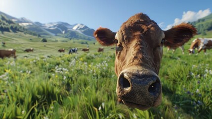 Cow in mountain meadow