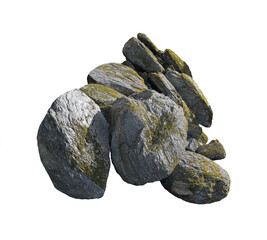 Isolated Large Grey Boulder on Transparent Background, Rock Texture for Design, Natural Stone Element