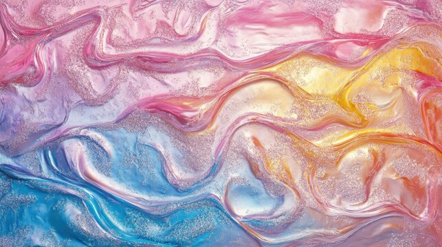 Vibrant, flowing abstract design with shimmering colours