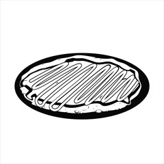 Okonomiyaki Japanese Food Silhouette Icon 