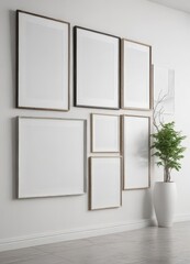 Gallery wall mockup  White background, various frames ,  vintage,  collage,  apartment