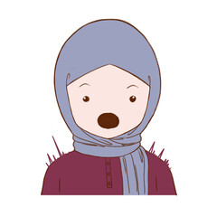 cute hijabi mood sticker - muslim girl emotional tracker for journal and mental health planner - expressing shocked