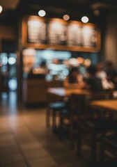 Blurred Photo of Cafe Interior With Warm Lighting