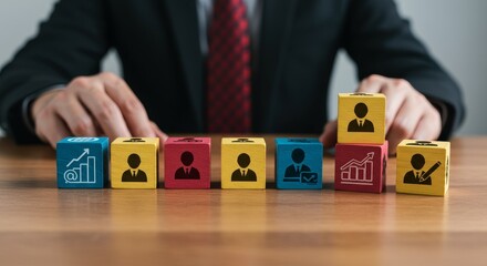 Building Business Team Photo Concept With Wooden Blocks