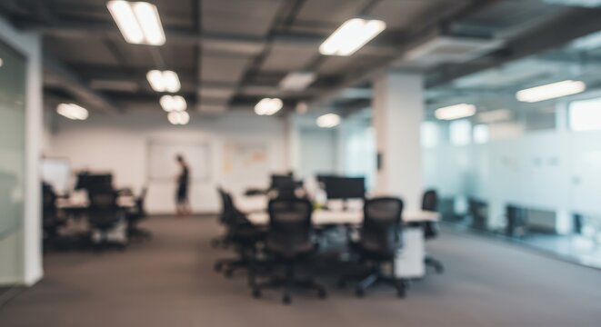 Blurred Photo of Modern Office Interior - Powered by Adobe