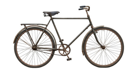 Antique bicycle resting against darkness oldfashioned wheels