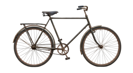 Antique bicycle resting against darkness oldfashioned wheels