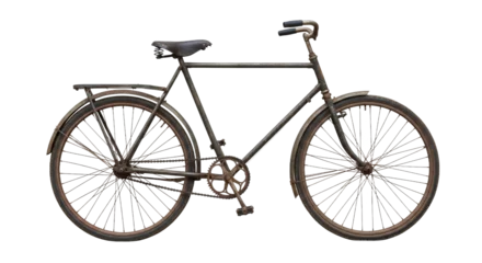 Selbstklebende Fototapeten Antique bicycle resting against darkness oldfashioned wheels © FahrulRosi