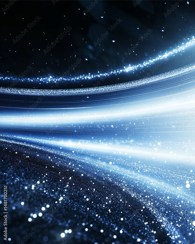 Poster cosmic journey: an abstract visual representation of a radiant journey through the cosmos, utilizing