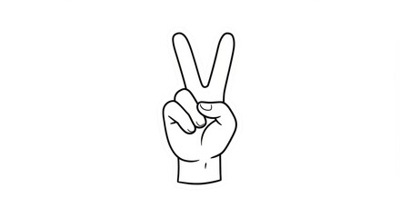 Illustration of A Hand Gesture Showing Two Fingers Peace Sign