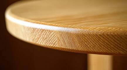Close-up of a light-colored wooden table edge