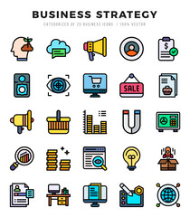 Set of Business Strategy Icons. Simple line art style icons pack.