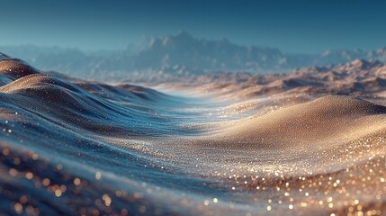 Golden Glitter Dunes – Abstract Luxury Landscape at Sunrise