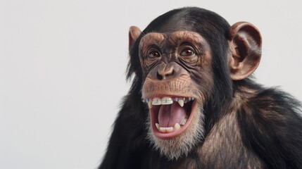 Chimpanzee portrait, wide open mouth