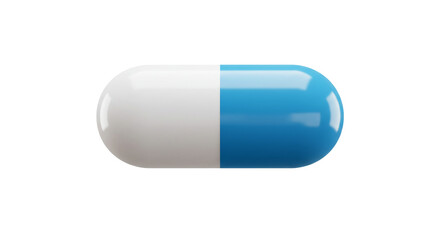 Medicine Capsule: High-Resolution 3D Render of Blue and White Pill on transparent background