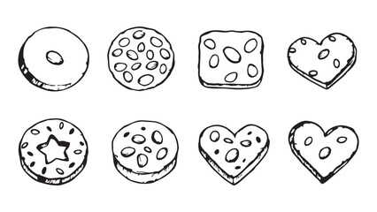  Almond cookies line art