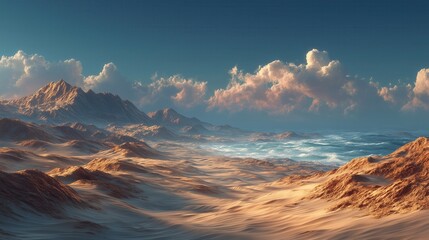 Desert Landscape with Sand Ripples and Rocky Mountains – Natural Earth Texture