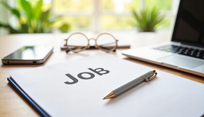 Organized workspace showcasing job search materials, productivity concept