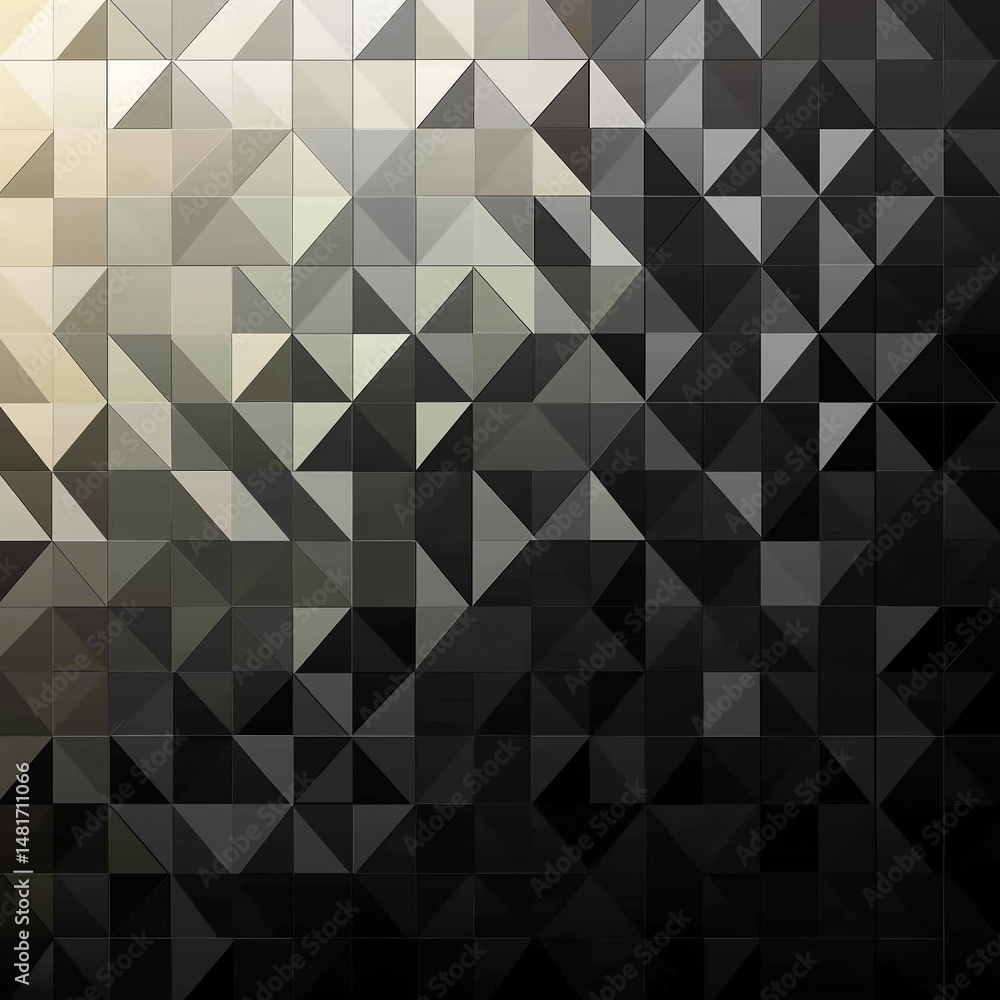 Poster geometric monochrome mosaic - triangle pattern gradient for ultra-clean dark abstract design
