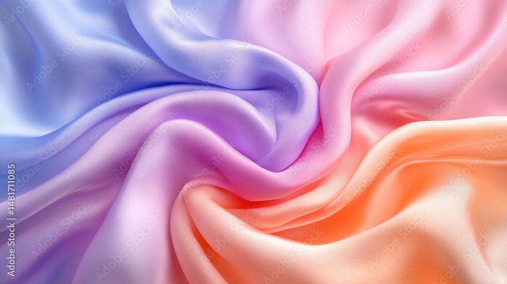 Poster luxury floating pastel silk fabric mockup with wave dynamics in empty studio