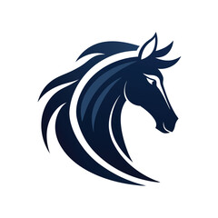 Elegant silhouette of a horse head depicting power and grace on a white background