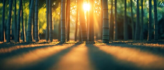 Sunset in bamboo forest